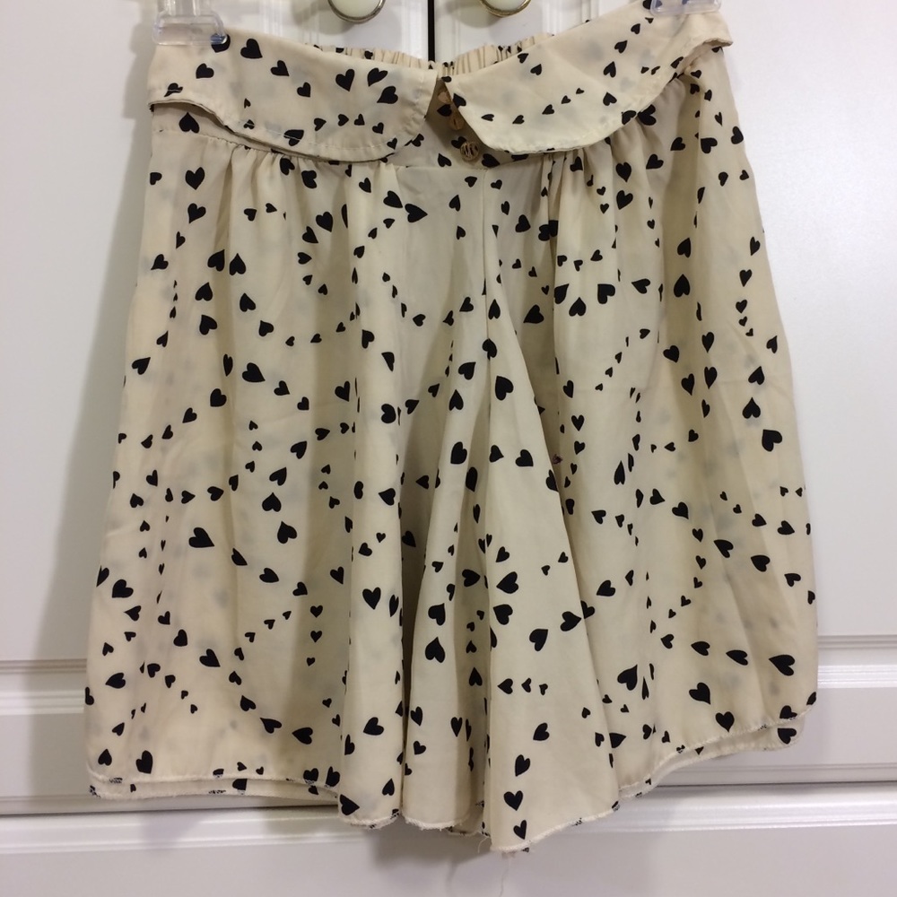 Cute black hearts polka dot high waisted shorts